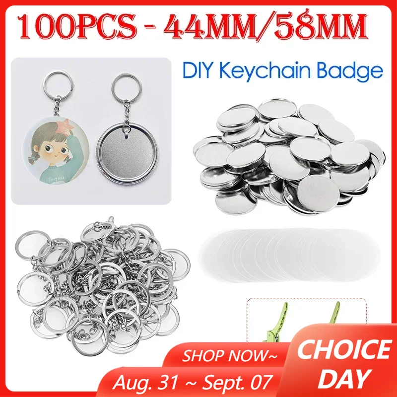 Button Badge Blank - 100 buah 44mm 58mm gantungan kunci