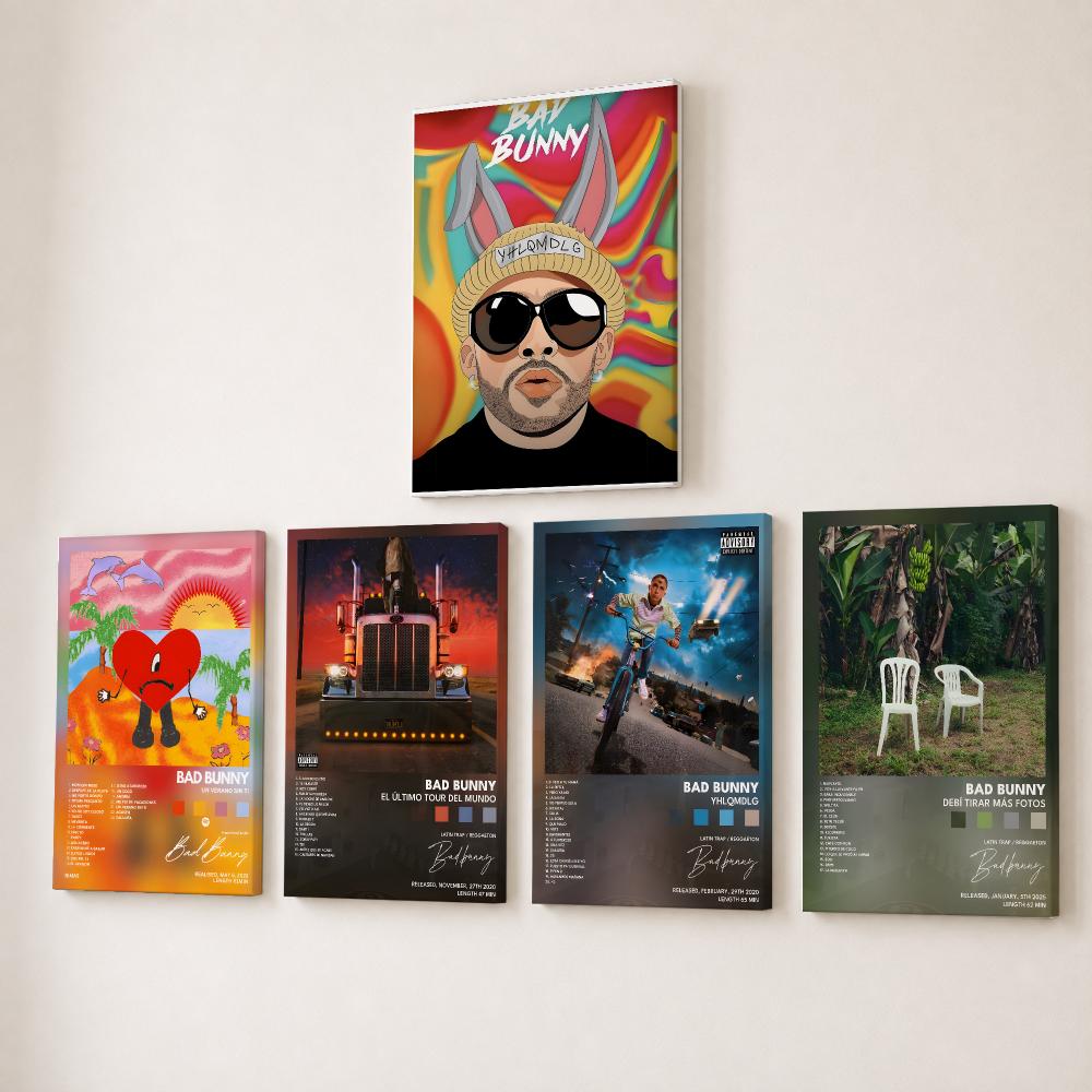 Canvas Wrap Ready - Lukisan Kaligrafi Rapper Penyanyi B-bad Bunny