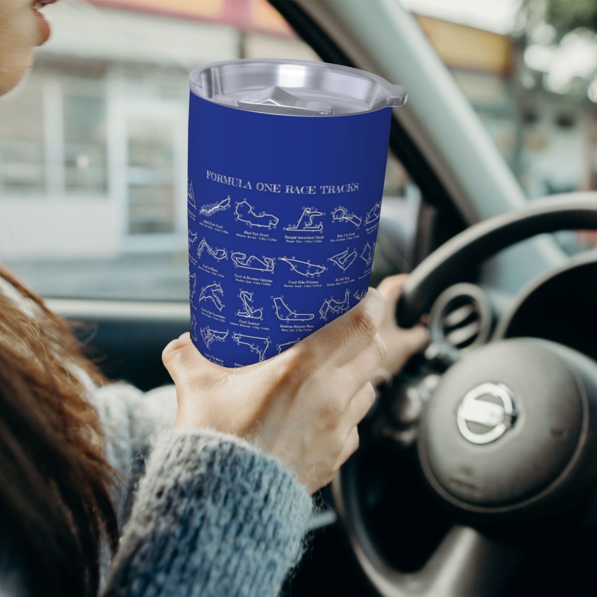 Tumbler 20Oz White - Lintasan Balap F1 (Stensil Putih-Tanpa Latar